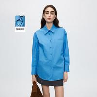朗姿 纯棉通勤衬衫百搭翻领长袖上衣
