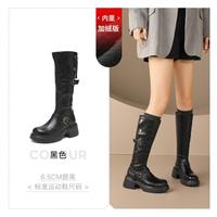 15分钟 加绒英伦骑士靴25年秋冬厚底显瘦高筒靴休闲百搭机车靴保暖女靴