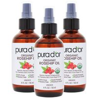 移动专享：pura d'or 有机玫瑰果籽油头发放松器(4 盎司x3 = 12 盎司)100% 纯冷压美国农业部认证全天然抗衰老、痤疮疤痕治疗、刮痧按摩、面部、头发和皮肤 - 女士 & 女士 & 女士 男士