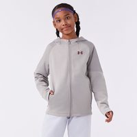 安德玛 童装男女大童加绒连帽针织外套保暖儿童运动服大童综训上衣