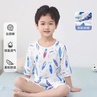 纤丝鸟 秋季轻薄睡衣男童五分袖空调服满印透气婴幼家居服
