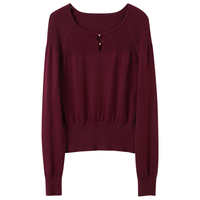 三彩 设计感镂空 女士针织衫