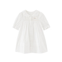 英氏 女童长袖休闲裙子  英氏白