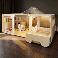 蔻丝 猫笼子猫窝猫厕所一体猫别墅家用室内控砂易清理猫砂盆一室一卫