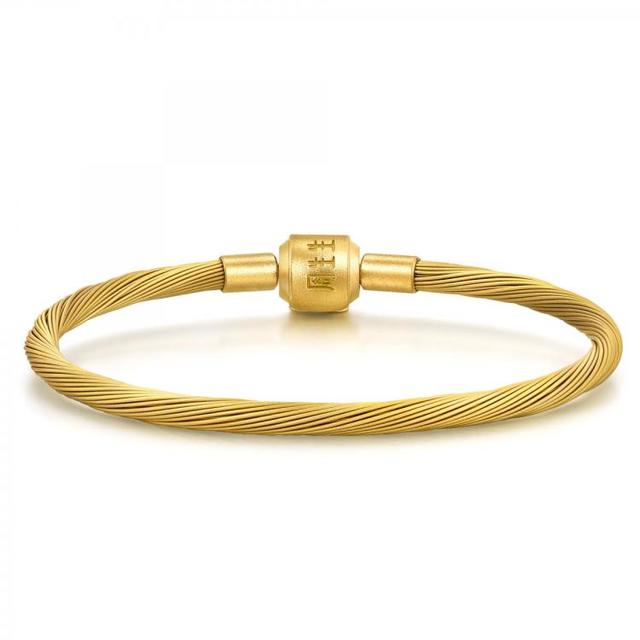 周生生 Charme配绳3mm手绳细绳diy转运珠手链不锈钢链绳黄金色