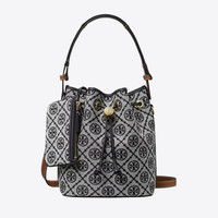 TORY BURCH T MONOGRAM 提花斜挎水桶包女包TB 166414 Tory 女神节礼物