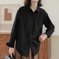爱肯 气质减龄穿搭春秋季纯棉宽松薄衬衫外穿叠穿通勤休闲懒惰风女