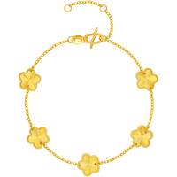  ZHOU LIU FU/周六福 车花无极金花朵 女士黄金手链