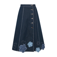  两三事 高腰A字设计 女士牛仔半身裙 牛仔蓝 L