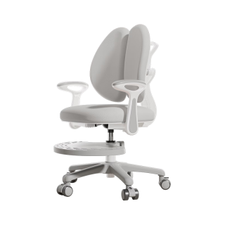 今日必买：黑白调 滑动追背 儿童学习椅 脚踏 灰色