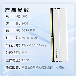  Asgard/阿斯加特 精选颗粒 台式机内存条  16GB