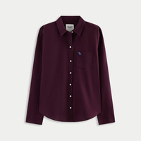Abercrombie & Fitch 小麋鹿图案百搭牛津长袖衬衫 紫红色