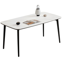 源氏木语 轻奢 实木岩板餐桌 金属腿