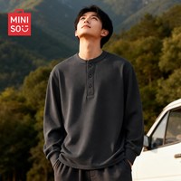 名创优品 男士亨利领长袖上衣