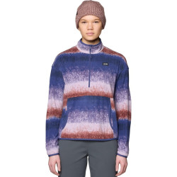 MOUNTAIN HARDWEAR 女式 Microchill 半拉链, 波旁棕色渐变条纹抓绒衣