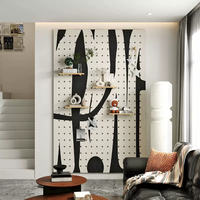 语森忆 洞洞板置物架造型墙定制入户玄关墙面装饰实木黑白艺术展示收纳层 40x60CM白蜡木