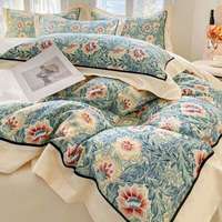 语森忆 四件套裸睡床单被套床笠款 母婴级A类纯棉磨毛+晴空 床单款 1.5m床单款四件套：被套200x230