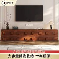 功智良品 中古风实木电视柜 客厅落地小户型卡门柜 餐边柜 中古小方块 整装