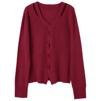 三彩 设计感镂空 女士针织衫