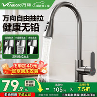 移动端、京东百亿补贴：万和 厨房水龙头冷热三功能抽拉式洗菜盆龙头家用不锈钢洗碗盆水槽龙头