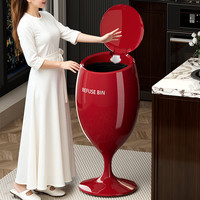 星优 轻奢风红酒杯垃圾桶双筒免弯腰垃圾桶客厅隐藏滑轮垃圾桶