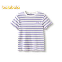  balabala/巴拉巴拉 木耳边条纹 儿童短袖T恤