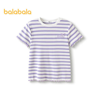  balabala/巴拉巴拉 木耳边条纹 儿童短袖T恤