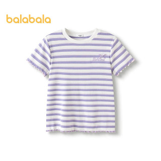  balabala/巴拉巴拉 木耳边条纹 儿童短袖T恤
