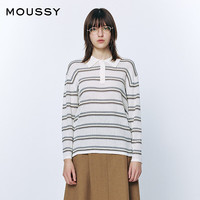MOUSSY 2026早春新品复古文艺风撞色polo领针织毛衣028JSC70-1027