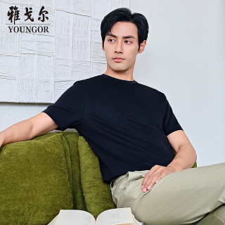 雅戈尔 凉感莫代尔双面布 男士短袖T恤