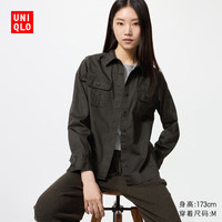  UNIQLO/优衣库 全棉 女士长袖衬衣 57 深橄榄色 XS