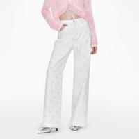 cocoon 可可尼烫钻直筒裤子2026夏季新款白色薄款牛仔裤女