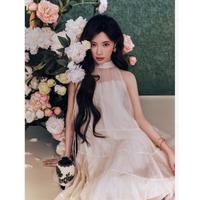 cocoon 明星同款挂脖空气云感流纱高端轻奢连衣裙欧若度假风仙女裙