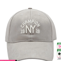 会员专享：Champion 冠军秋季美式潮牌弯檐棒球帽男刺绣显瘦鸭舌帽女遮阳 浅灰 均码