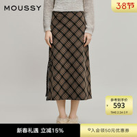 MOUSSY 2026早春新品复古格纹撞色直筒开衩半身裙女028IAA31-1031 065