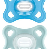 MAM 一体式硅胶安抚奶嘴 正畸对称轻量设计 3-12个月 含消毒盒2个装 男孩 2 个 * 1 件装
