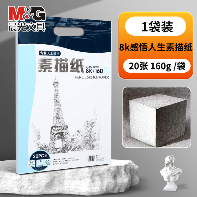 晨光 素描纸美术生专用画纸加厚8K/160g/1袋/20张