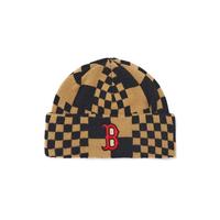 MLB 男女同款个性秋冬保暖棋盘格针织帽毛线帽