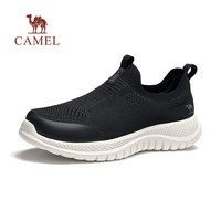 骆驼 男鞋春季新款轻便透气舒适软弹闪穿飞织鞋休闲健步鞋 G15S739074 黑色 42