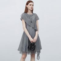  S.DEER/圣迪奥 网纱拼接 女士连衣裙