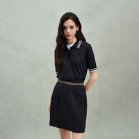 欧时力 限定系列OCH.夏装 莱赛尔亚麻polo领条纹短袖针织衫女