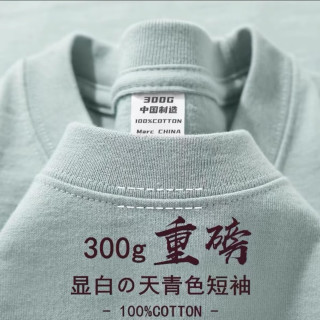 彩云球 300g重磅纯棉宽松圆领短袖 新疆棉 男女同款T恤 显白薄荷绿