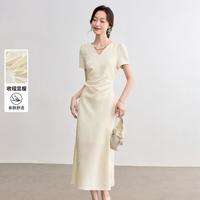 尚都比拉 女士国风提花连衣裙 春夏短袖中长裙