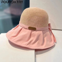 FOURDATRY UPF50+大帽檐遮脸渔夫帽女夏季韩版百搭出