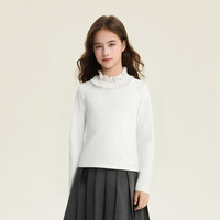 笛莎 官方旗舰童装女童长袖t恤春季新款女孩上衣儿童纯棉白色打底t