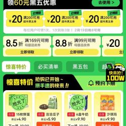 黑五神券200-20（今晚8点可领可用）