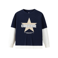 CONVERSE/匡威 假两件复古英伦风 儿童长袖T恤