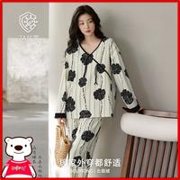 北极绒 女士国风睡衣长袖家居服