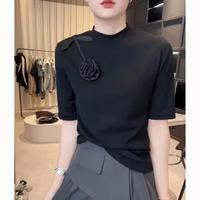  Plandoo/帕兰朵 立体玫瑰设计 女士T恤