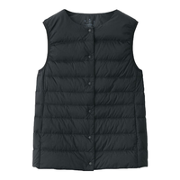 MUJI/無印良品 轻量便携 女士羽绒背心 黑色 XL (165/92A)